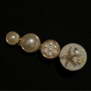 Faux Pearl Enamel Starfish Hair Pin New